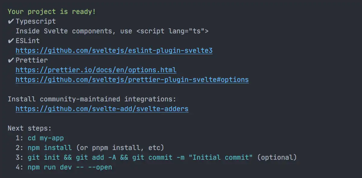 Your Project is readyと表示されればセットアップは成功です