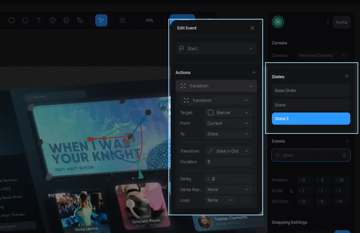 ステートを利用すると、インタラクティブな3Dを直感的に実現することができます